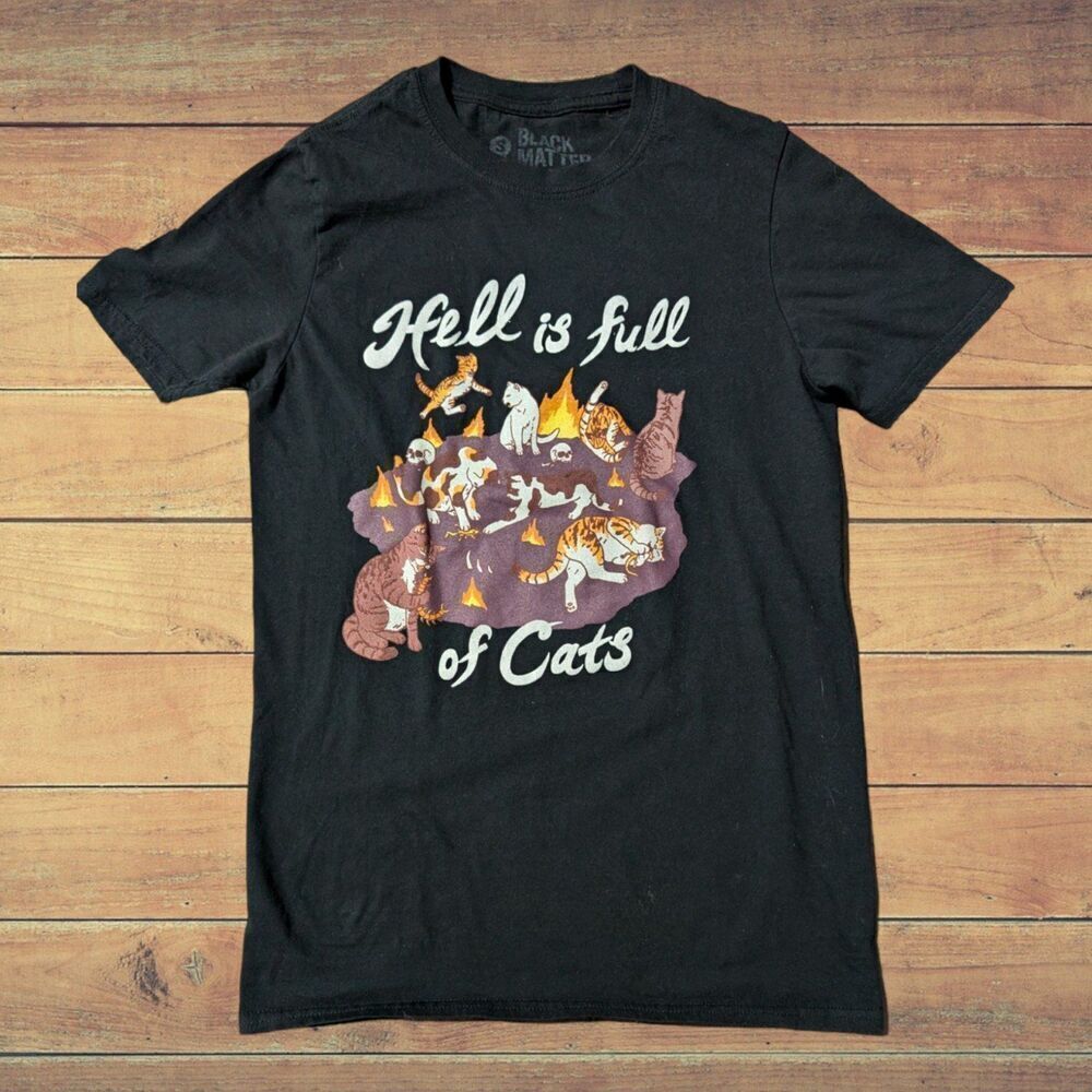 Retro Y2k Hot Topic Hell is Full of Cats mens small shirt